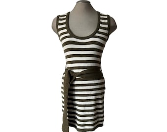 Vintage 2000’s Green Striped Knit Mini Dress - Small
