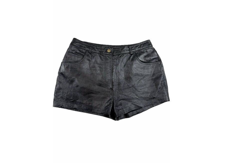Vintage 2000's Black Leather Mini Shorts - 26