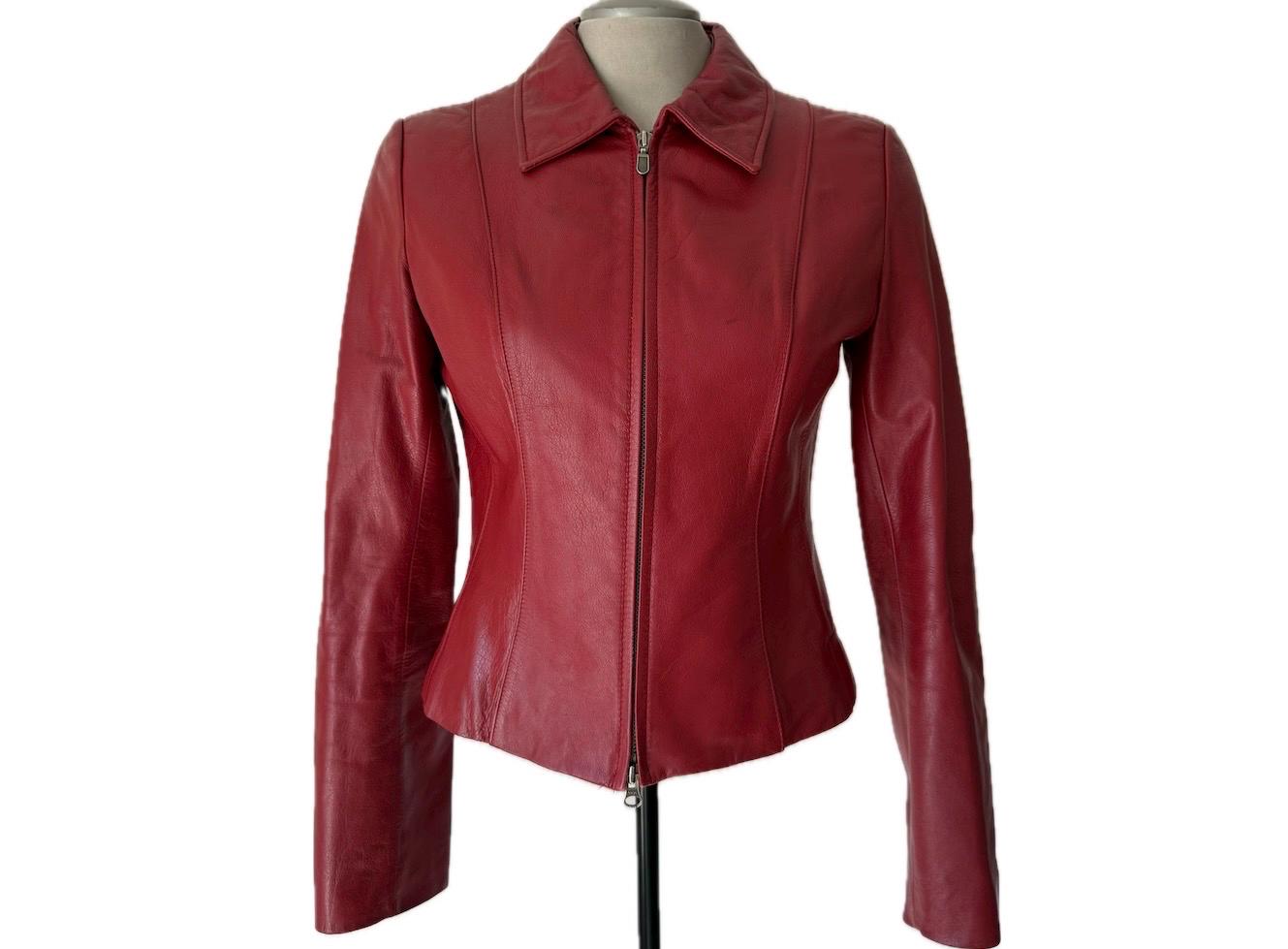 ジャケット・アウター   Red Label Leather Jacket Men's Café Racer Red Biker Leather Jacket – AlexGear