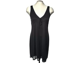 chinese dress ladies 1990s Le Chteau Black Sleeveless Fit & Flare Maxi Dress| Bohme Vintage