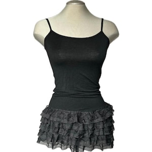 Vintage Y2K Black Ruffle Mini Dress - XS/Petite