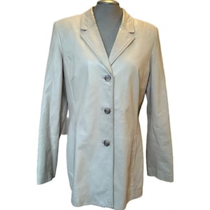 Vintage 90&#39;s Beige Leather Jacket by Danier - Large