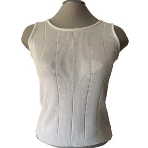 Vintage 90’s White Knit Sleeveless Top - Medium