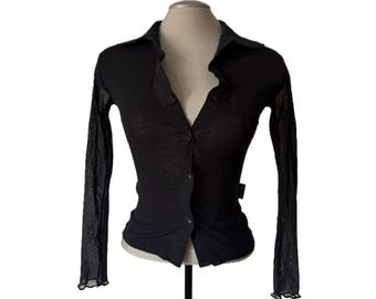 Camicetta vintage anni '90 nera aderente in rete - XS