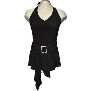 Vintage Y2K Black Halter Top - Medium