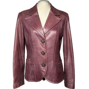 Veste blazer en cuir prune vintage des années 90 par Danier - Moyenne