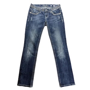 ミスミー　フレアデニムパンツ　天使の羽 25 ジーンズ　ストーン装飾 Y2K Miss me jeans - Etsy 日本