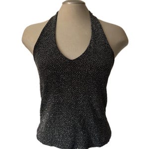 Vintage 90’s Black Sparkly Halter Top - Medium