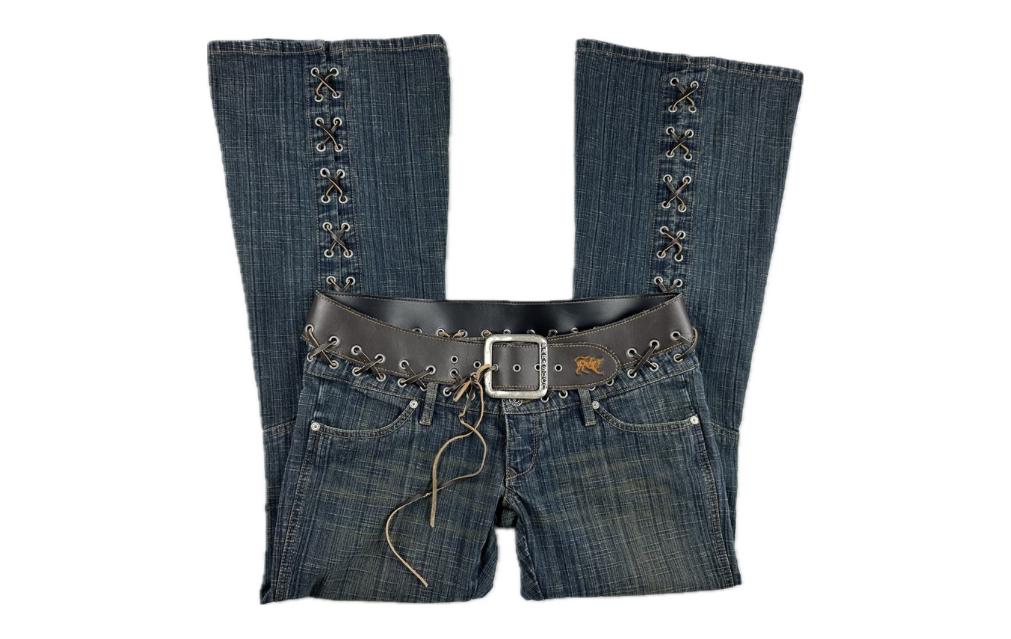 Vintage Y2K Low Rise Flare PARASUCO Jeans with Lace-Up