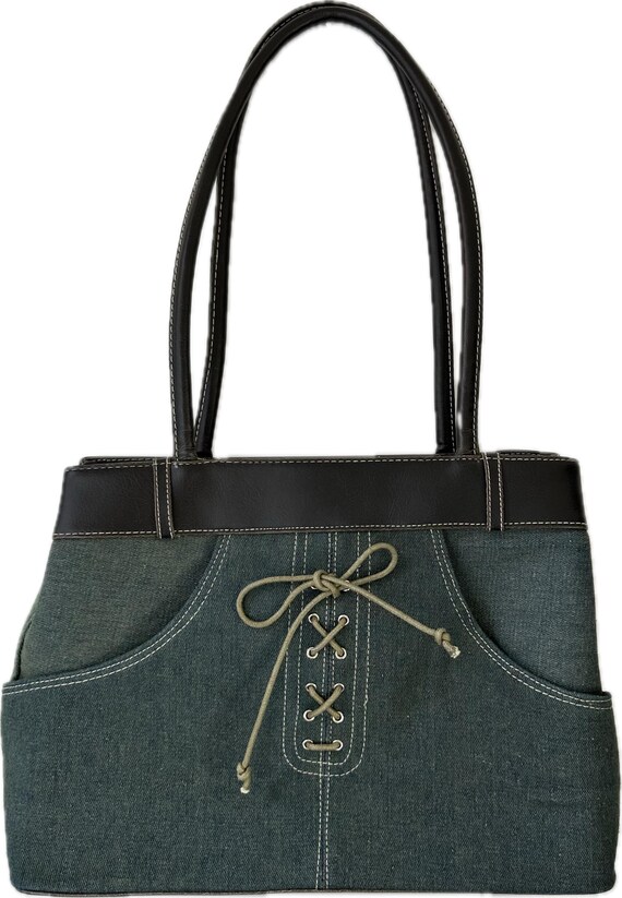 Vintage Y2K Denim Shoulder Bag - Etsy