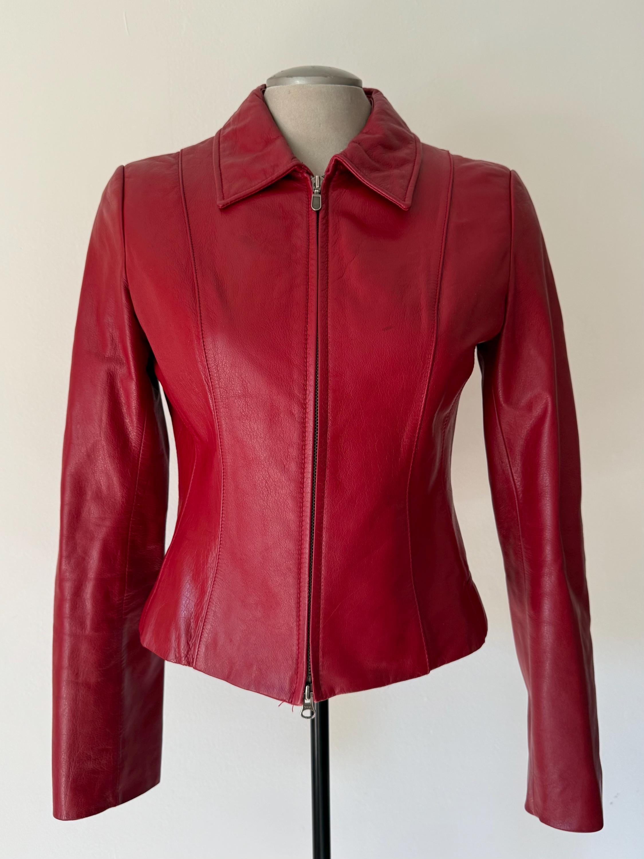 Vintage 90's Red Leather Jacket by Danier - Xs/small - Etsy