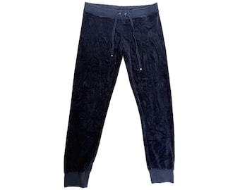 Joggers vintage de terciopelo azul marino Juicy Couture de los años 2000 (talla pequeña)