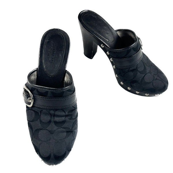 Black COACH Clogs with Silver Studs - Size 9.5