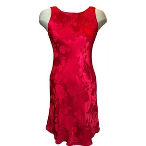Vintage 90&#39;s Red Satin Mini Dress - Medium