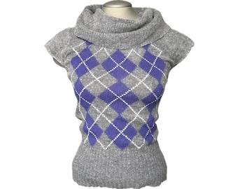 Vintage Y2K Argyle Knit Sweater by Le Chateau - Small