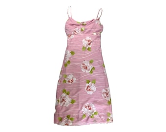 Robe midi fleurie rose 90's vintage - Petite