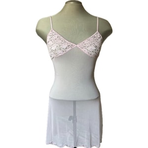 Vintage Y2K Pink Sheer Babydoll Slip Dress - Small
