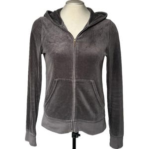 Vintage Y2K Juicy Couture Grey Velour Track Jacket - Large