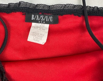 Vintage jaren 90 zwarte kanten mini-jurk klein klein