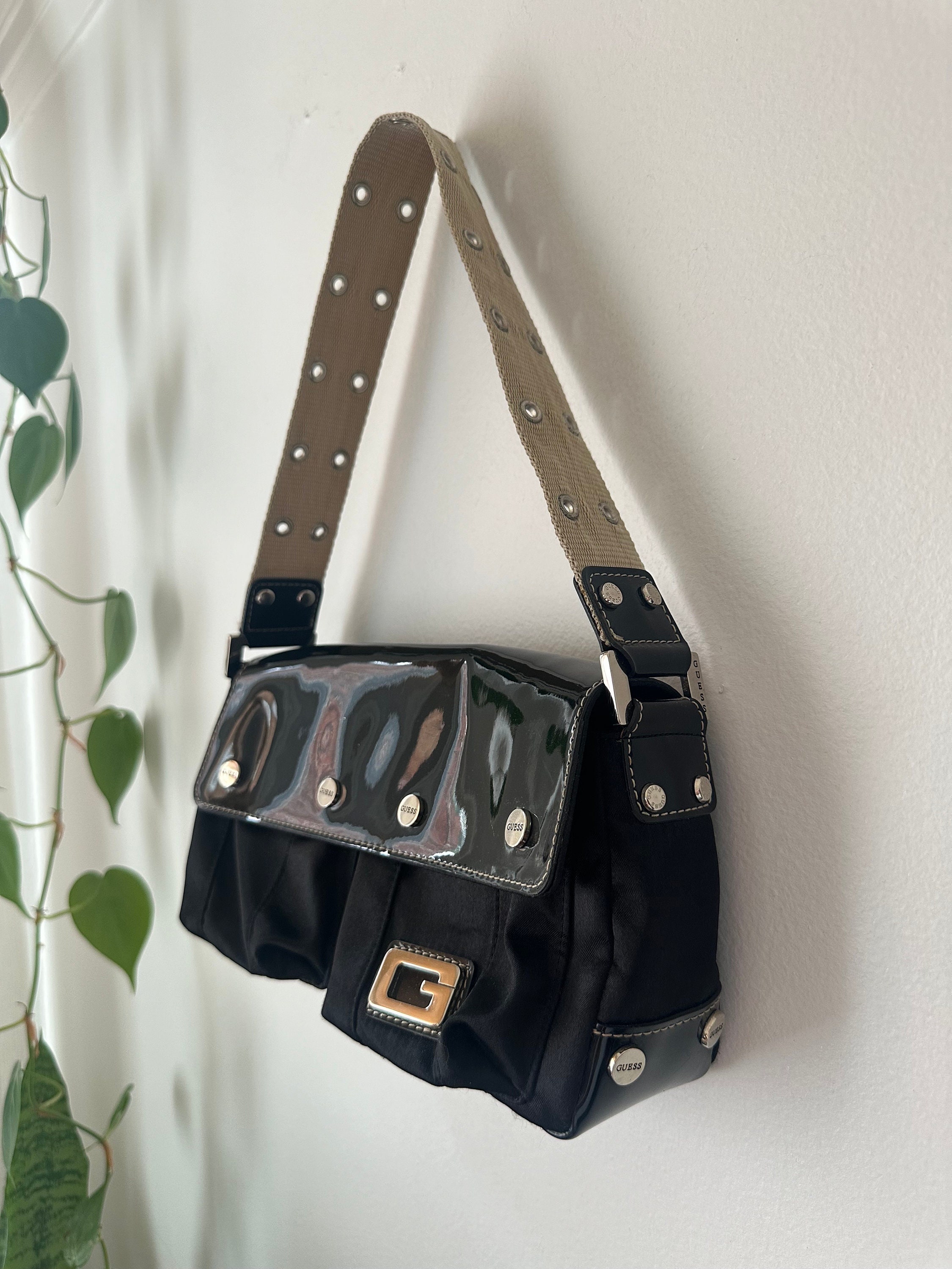 Vintage Y2K Black GUESS Bag With Grommet Strap - Etsy