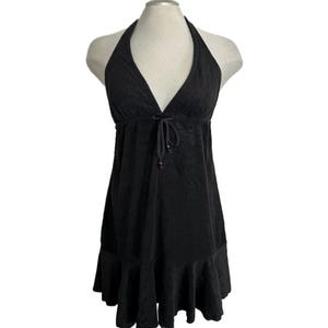 Vintage 2000's Black Terry Cloth Halter Dress - Large - Etsy Israel