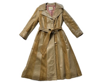 Vintage 70's Long Leather & Suede Trench Coat - Medium