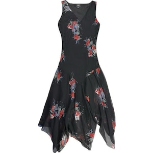 Vintage 2000&#39;s Drop Waist Midi Dress with Asymmetrical Hem - Small