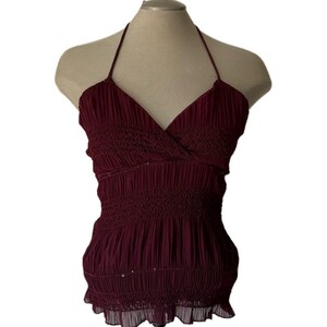 Vintage 90’s Purple Halter Top with Sequin Details - Large