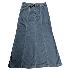 Vintage Only Washed Denim Maxi Skirt With Side Cuts - Etsy