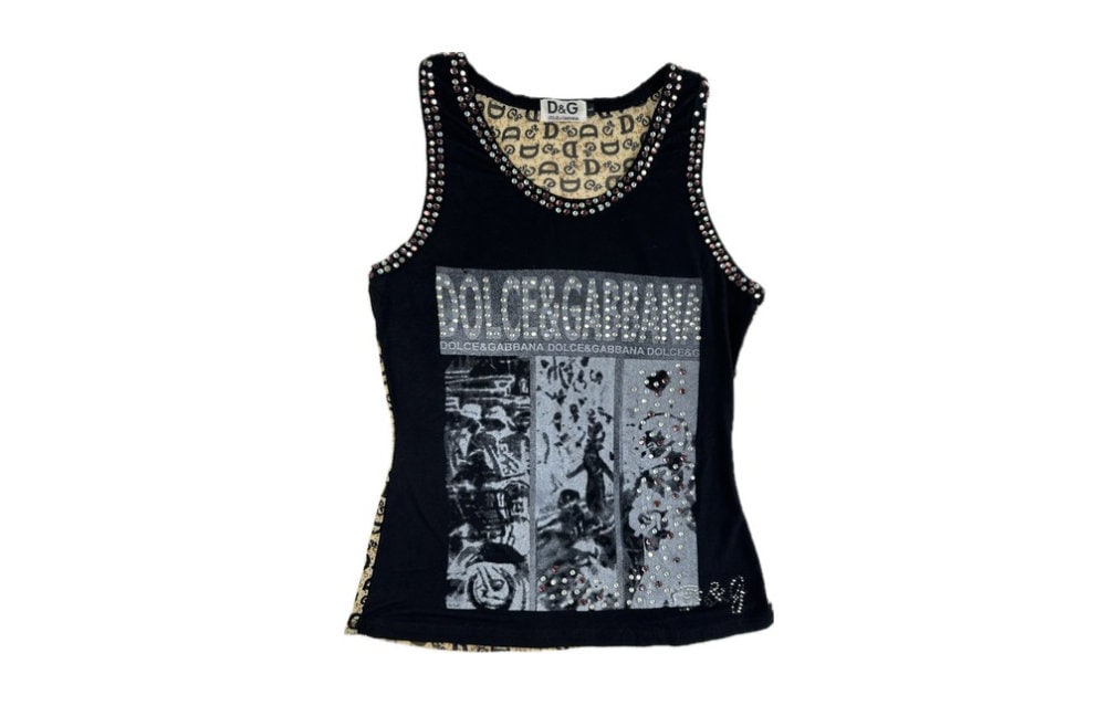 Vintage 90's Dolce & Gabbana Rhinestone Tank Top - Medium - Etsy