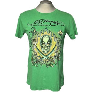 Vintage Y2K Ed Hardy Green T-shirt - Large