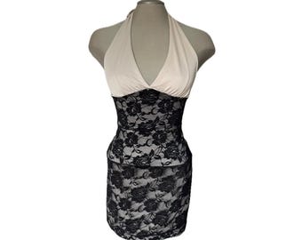 black corset dress short Lace-Up Bubble Hem Corset Micro Mini Dress in Black - 2 main image 1