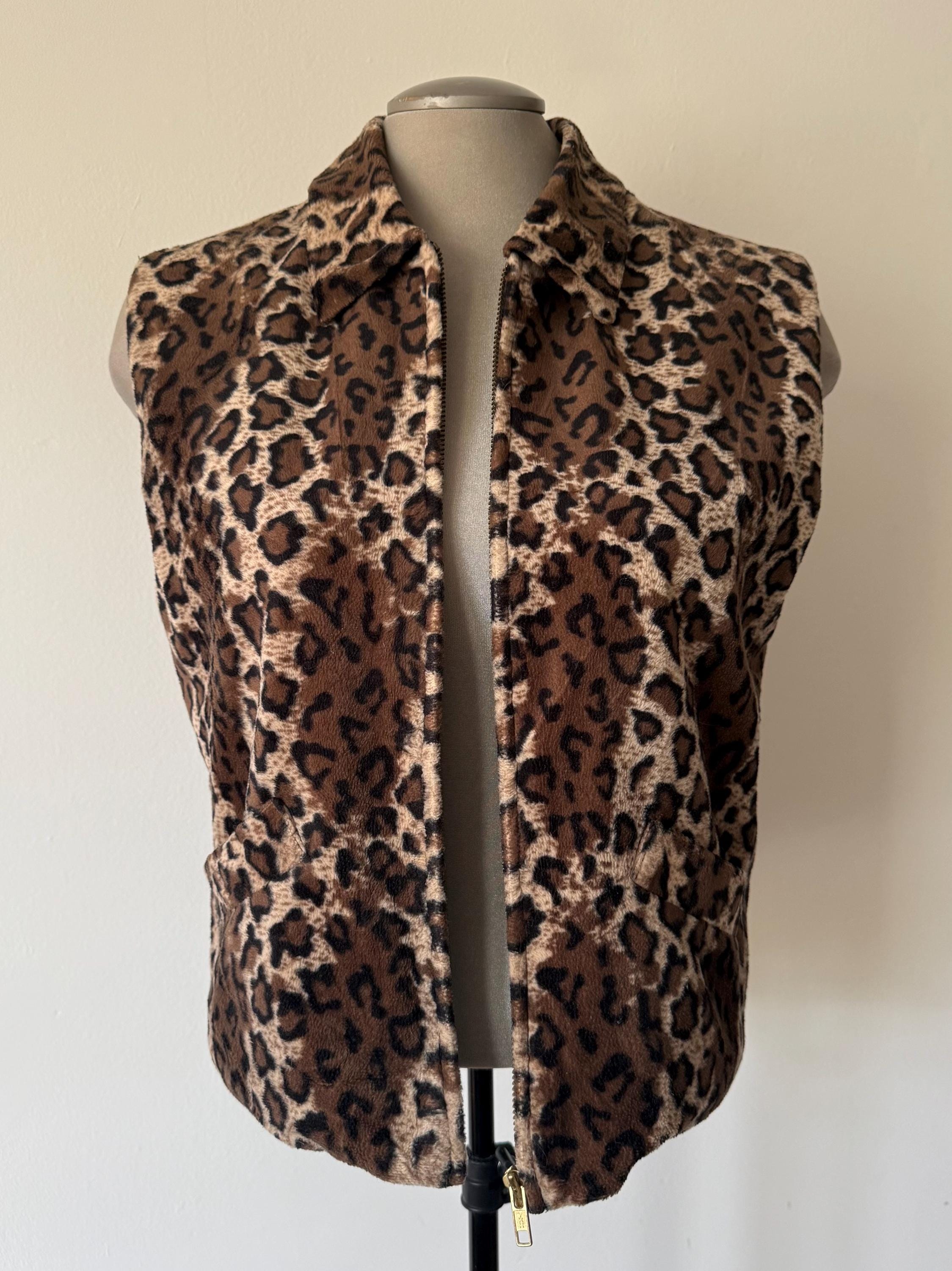 Vintage 90's Cheetah Print Vest - Medium - Etsy