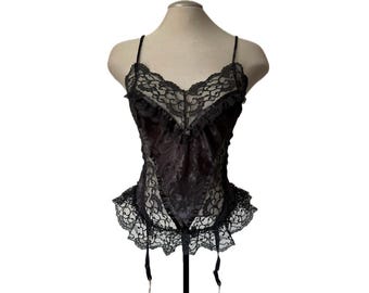 Vintage 00s Black Lingerie with Guarders - Small