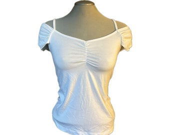 Vintage Y2K White Cotton Top by GUESS - Medium