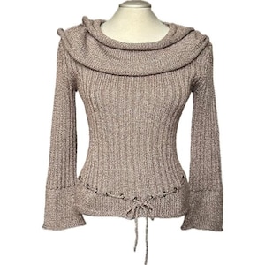 Vintage Y2K Guess Long-sleeve Knit Top With Rhinestones - XS