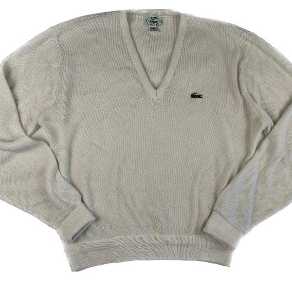 Vintage 80's White Lacoste Sweater - Medium