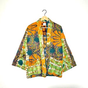 Quilted jacket with hand embroidery on vintage Kantha / Kimono jacket old vintage Overcoat - One of a Kind Jacket