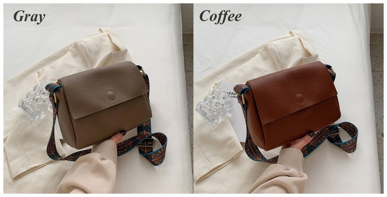 Sac à bandoulière en cuir pour femme Sac messager Sac à main en cuir avec poche arrière zippée Petit sac fourre-tout à bandoulière réglable et sac à main image 10