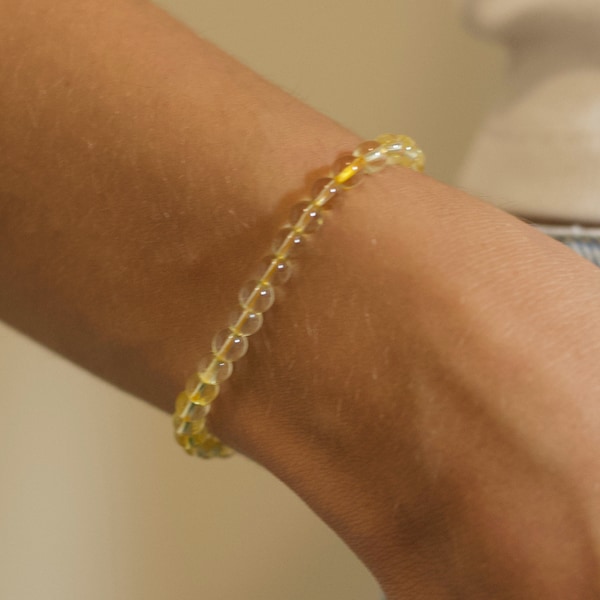 Bracelet Citrine - 4 mm - Pierre naturelle