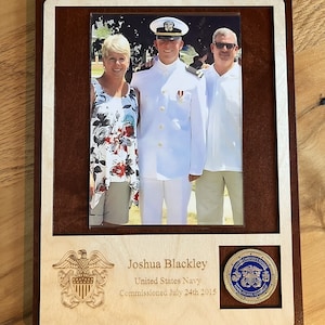 Navy Officer Commissioning Plaque / Naval Academy Gift / OCS and ROTC Graduation Gift / Personalized Wooden Military Picture Frame