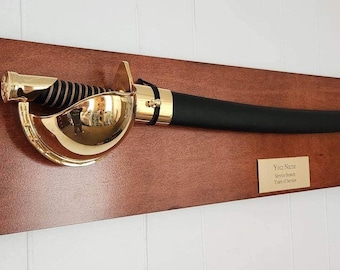 Navy Chief Cutlass Display / Handmade Wooden Military Sword Display / Custom Engraved Sword Rack / Gift for Veteran