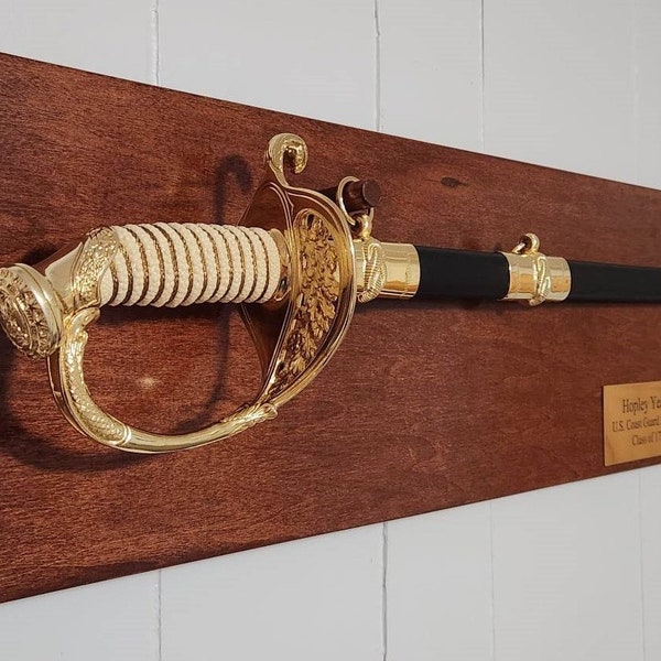 Coast Guard Officer Sword Display / Coast Guard Academy Graduation Gift / OCS Commissioning Gift / Handmade Wooden Military Sword Display