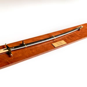 Engraved Wooden Sword Display: Marine Officer Commissioning Gift