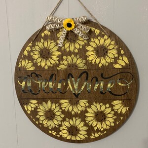 Sunflower Hand Painted Welcome Sign