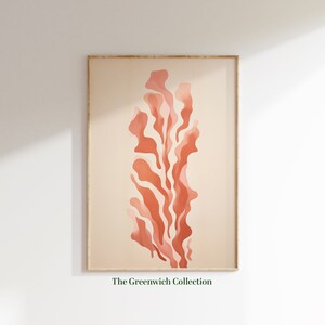 Pink Pastel Coral Printable Poster, Mid Century Modern Wall Art, Calming Abstract, Minimalist Poster Art, Instant Digital Download