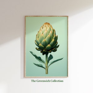Vegetable Garden Printable Artichoke Painting, Kitchen Decor, Kitchen Wall Art, Farmers Market Art, Minimalistic Poster, Digital Download