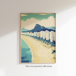 Beach Printable Vintage Brazil Painting, Neutral Summer Wall Decor, Ocean Wall Art, Copacabana Poster, Instant Digital Download