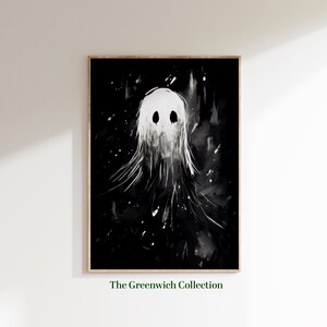 Black and White Ghost Printable Painting, Moody Halloween Decor, Printable Halloween Poster, Dark Academia, Haunting Ghost, Instant Download