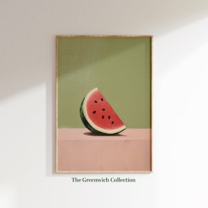 Wassermelone druckbare Vintage Malerei, Küchendekor, Sommer, Retro Küchenwandkunst, druckbares Housewarming Poster Geschenk, digitaler Download